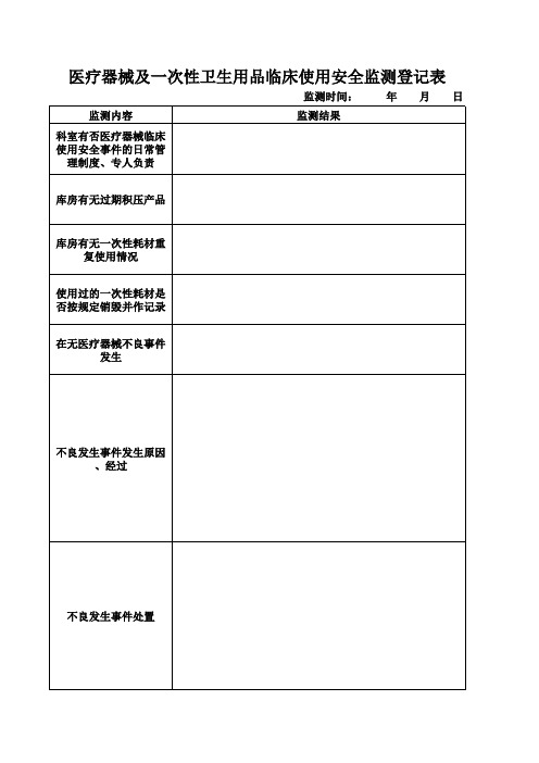 医疗器械临床使用安全监测登记表