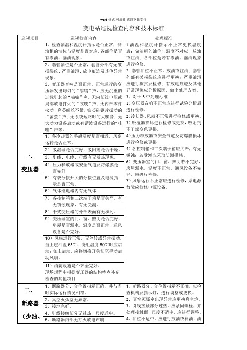 变电站设备巡视检查内容和技术标准