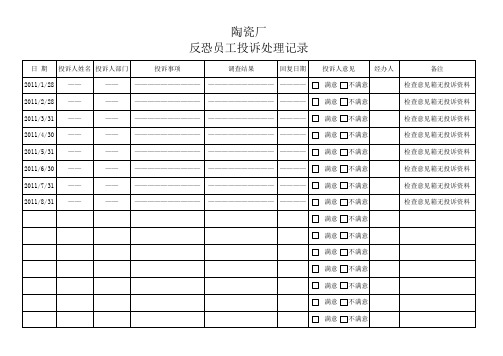 员工投诉处理记录表