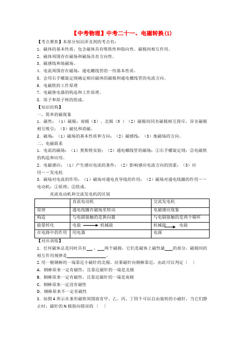 【中考物理】中考二十一、电磁转换(1)