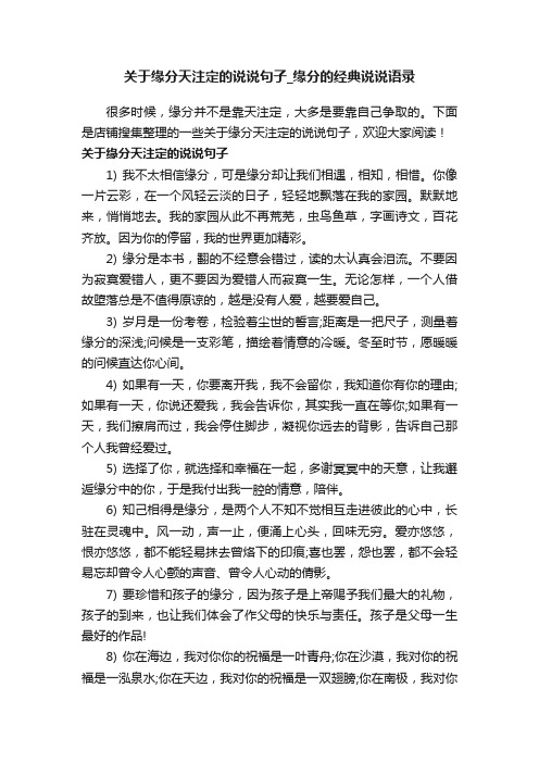 关于缘分天注定的说说句子_缘分的经典说说语录