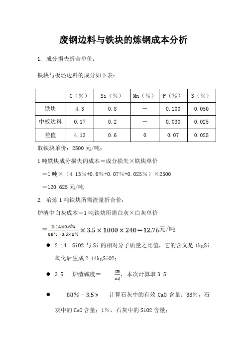 废钢边料与铁块对比成本计算