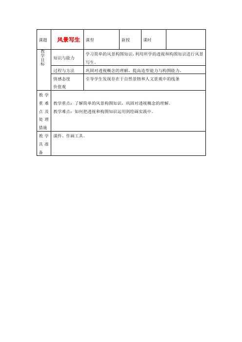 六年级美术上册 风景写生教案 人教新课标版