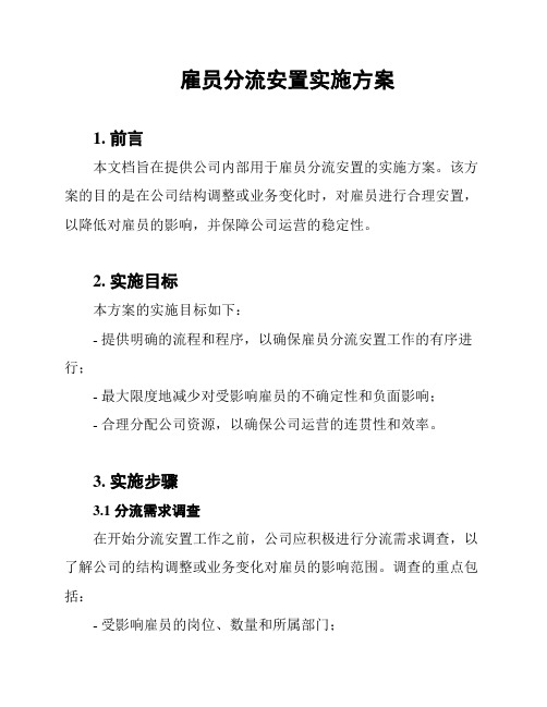 雇员分流安置实施方案