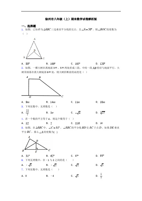 徐州市八年级(上)期末数学试卷解析版