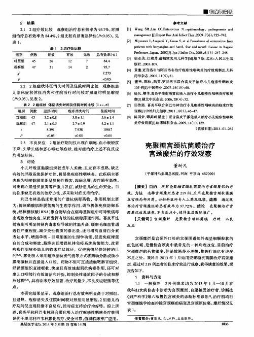 壳聚糖宫颈抗菌膜治疗宫颈糜烂的疗效观察