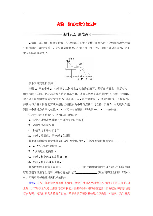 高中物理 第一章 碰撞与动量守恒 实验 验证动量守恒定