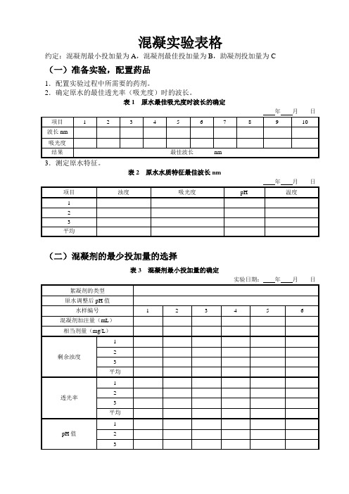 混凝实验表格