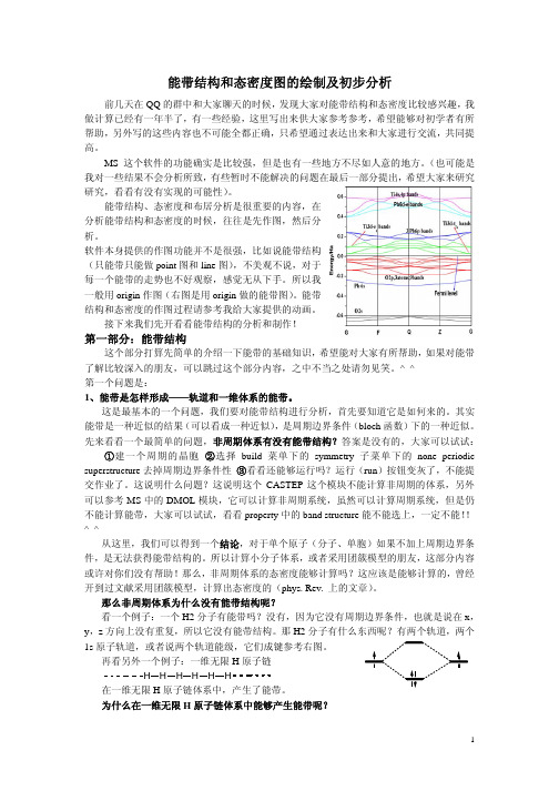 能带结构和态密度图的绘制及初步分析