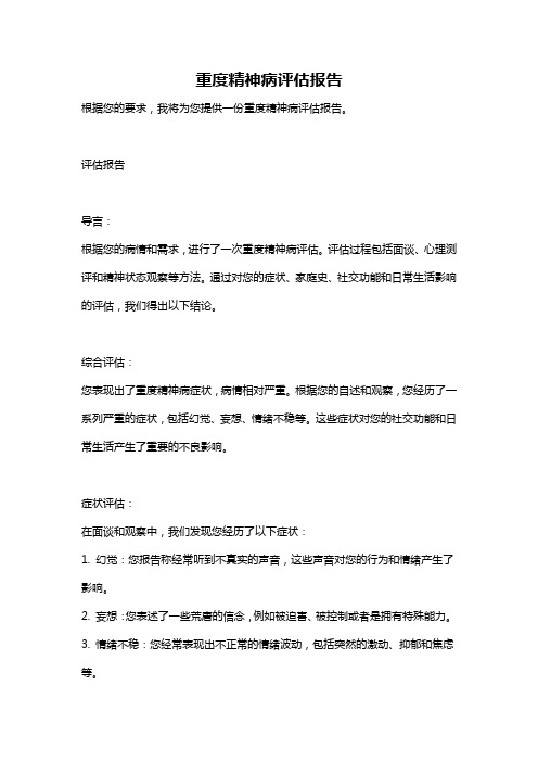 重度精神病评估报告