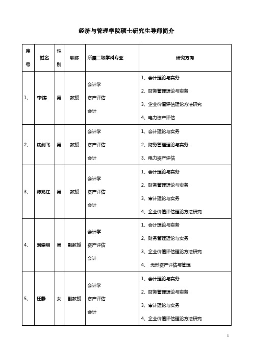 华北电力东西 经济与管理学院导师介绍