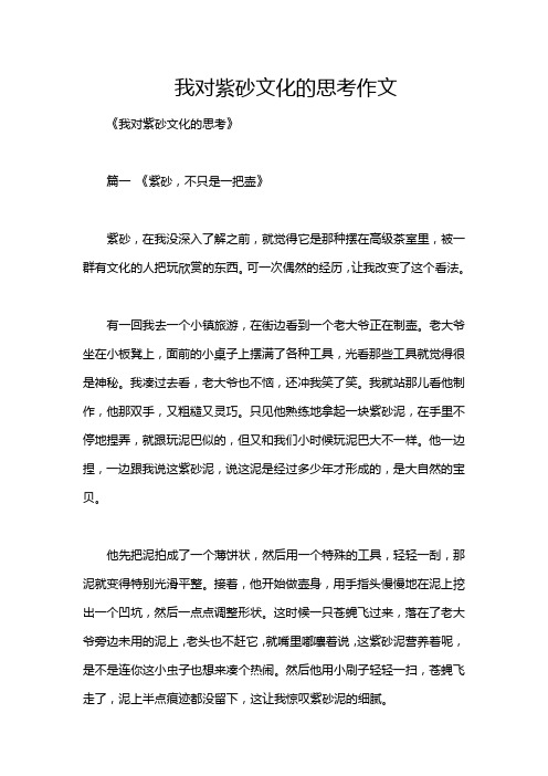 我对紫砂文化的思考作文