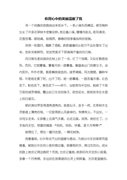 初三作文：你用心中的美丽温暖了我作文600字