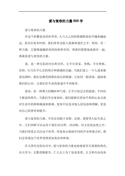 爱与宽容的力量800字