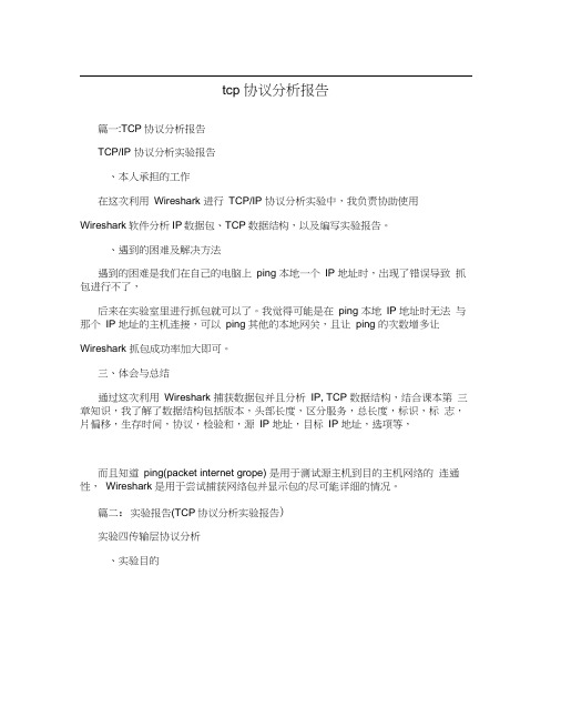 tcp协议分析报告