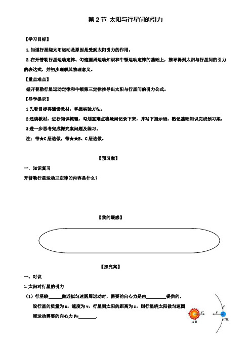 高中物理第六章万有引力与航天太阳与行星间的引力导