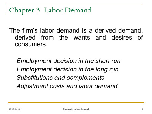 Chapter 3  Labor Demand解读