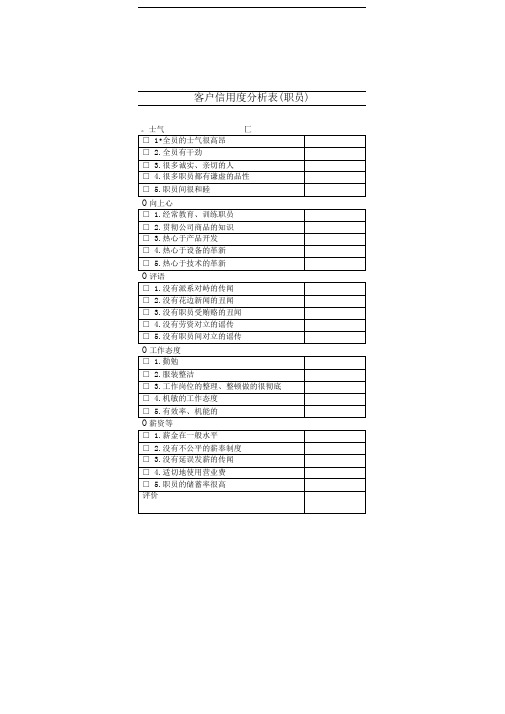 客户信誉度分析表-职员