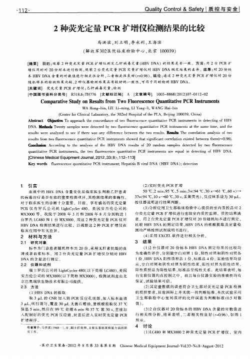 2种荧光定量PCR扩增仪检测结果的比较