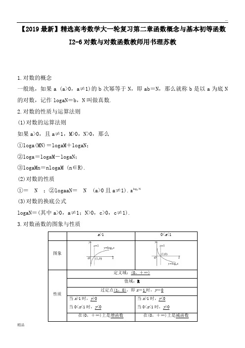 2020高考数学大一轮复习第二章函数概念与基本初等函数I2-6对数与对数函数教师用书理苏教