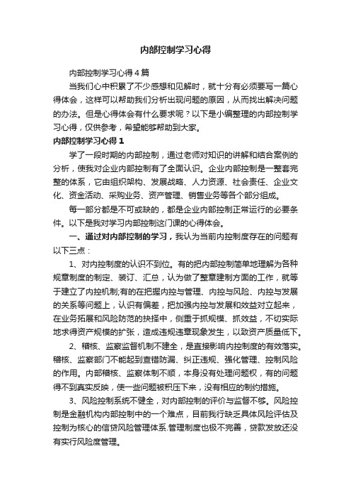 内部控制学习心得4篇