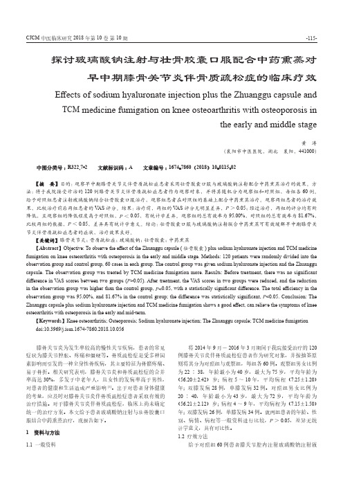 探讨玻璃酸钠注射与壮骨胶囊口服配合中药熏蒸对早中期膝骨关节炎伴骨质疏松症的临床疗效