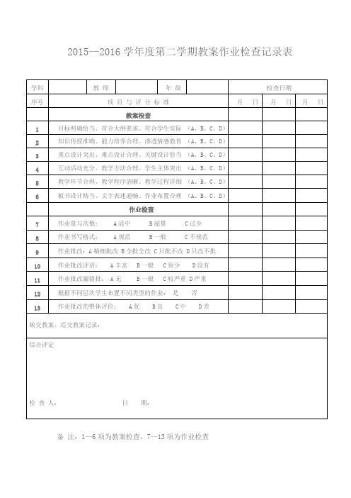 教案检查记录表