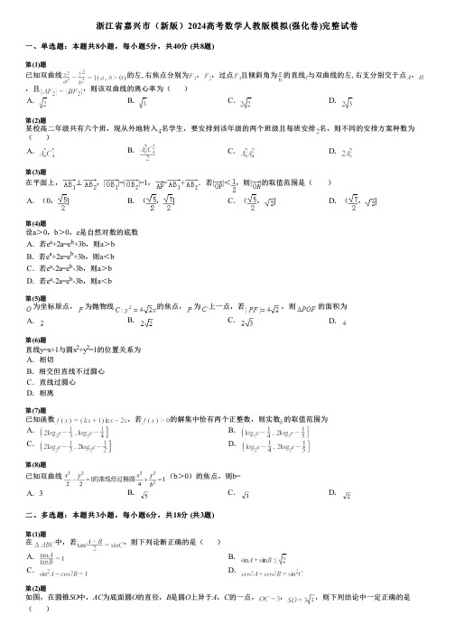 浙江省嘉兴市(新版)2024高考数学人教版模拟(强化卷)完整试卷