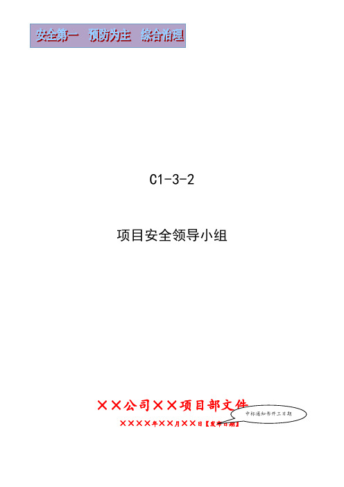 建筑行业项目安全领导小组