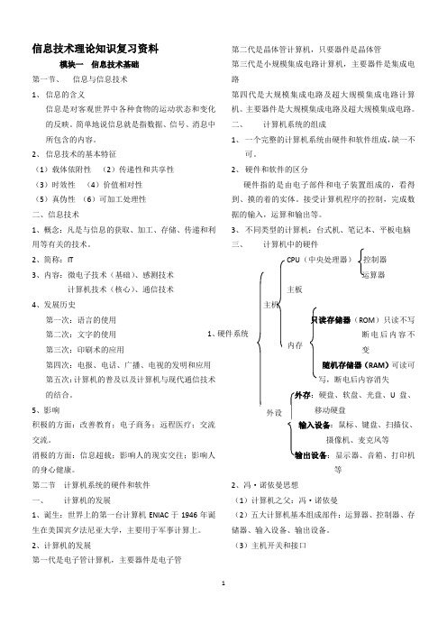 云南省初中信息技术理论知识复习资料