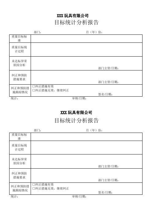 质量目标统计分析报告