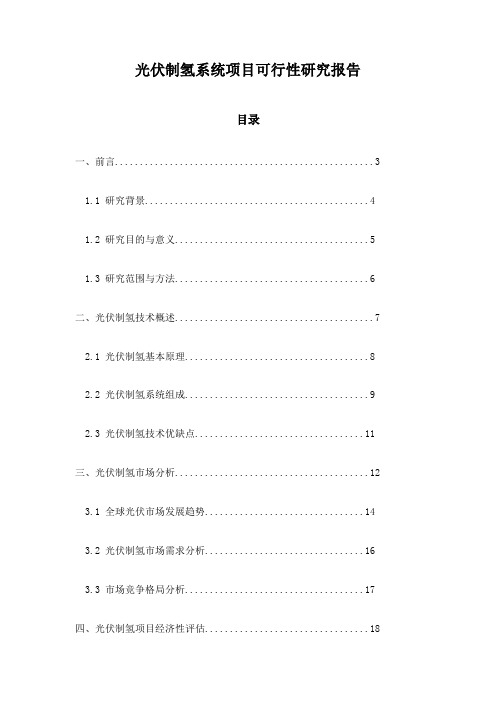 光伏制氢系统项目可行性研究报告