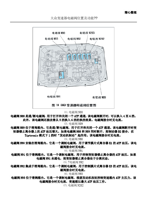 大众变速器电磁阀位置及功能