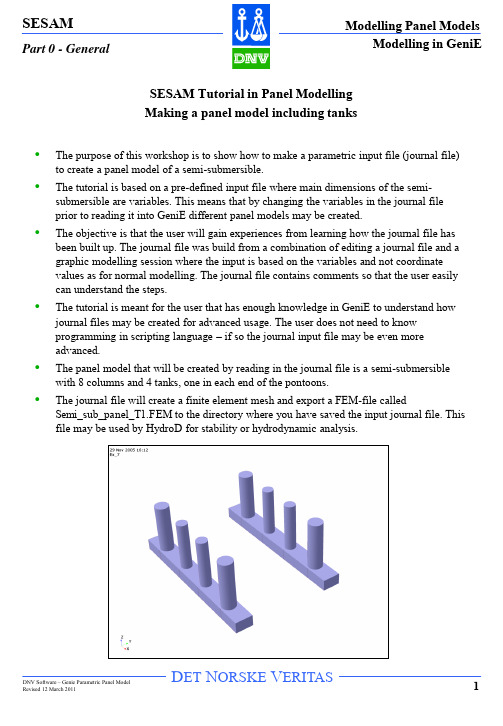 SESAM软件GeniE建模自学手册大全A4_GeniE_Semisub_PanelModel