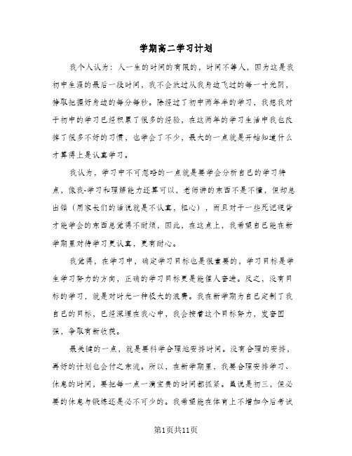 学期高二学习计划(5篇)