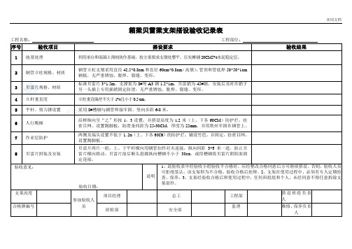 贝雷箱梁支架搭设验收记录表表格