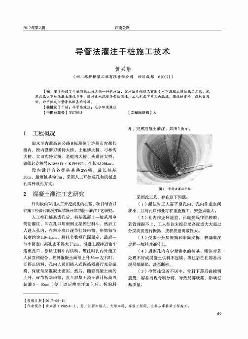 导管法灌注干桩施工技术