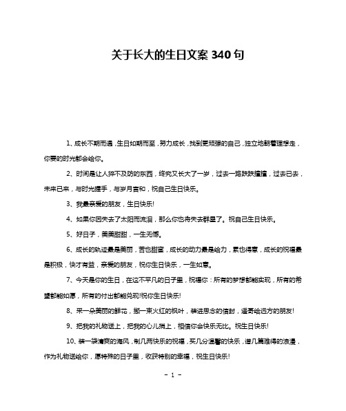 关于长大的生日文案340句