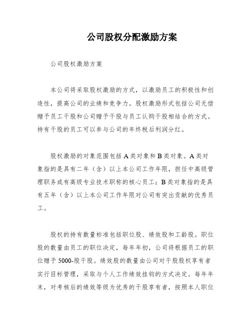 公司股权分配激励方案