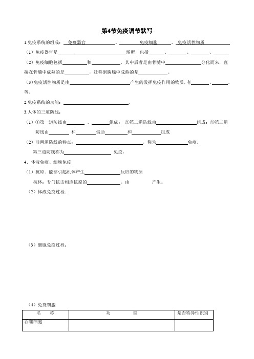 2.4免疫调节知识点默写(含答案)