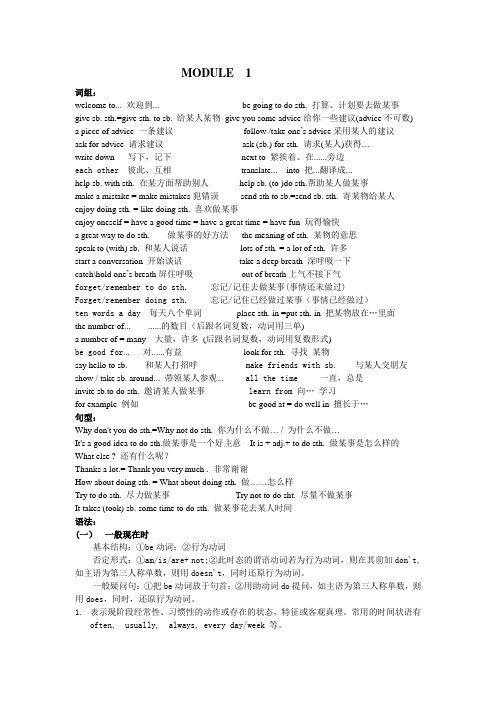 初二期中复习资料(M1-M6)