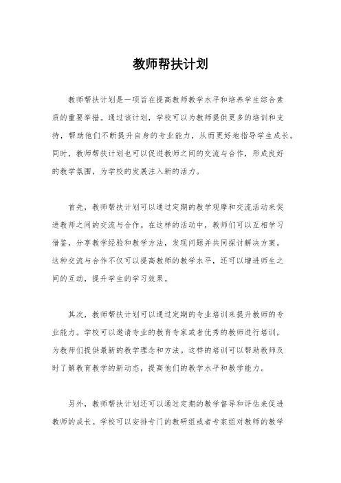 教师帮扶计划