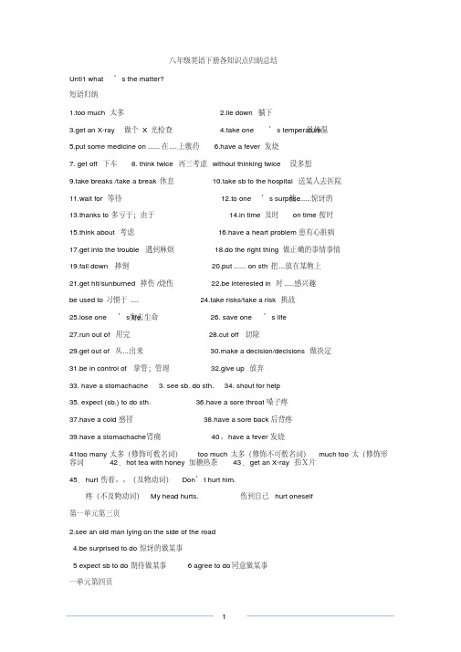 新人教版八年级英语下册1-6单元期中知识点归纳总结