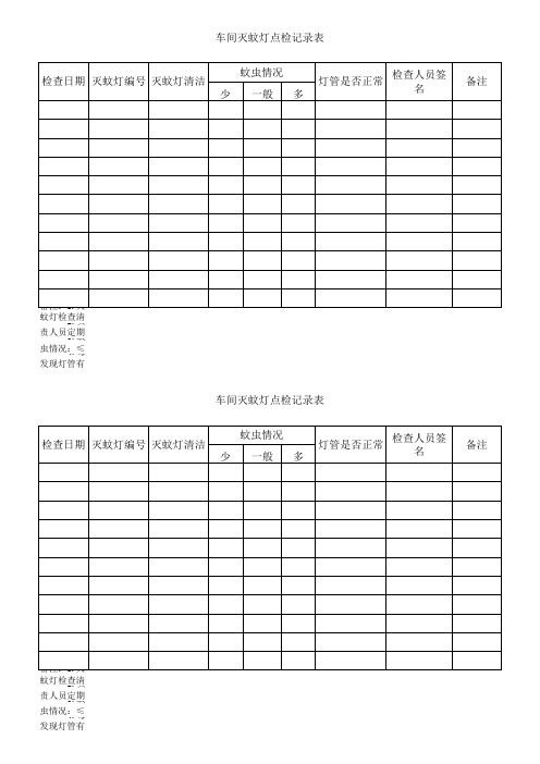 车间灭蚊灯点检记录表