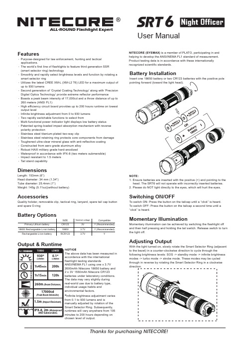 SureFire P3X Fury Tactical Flashlight User Manual