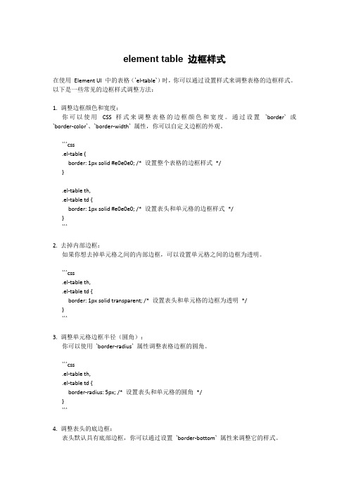 element table 边框样式