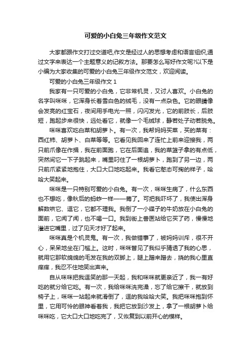 可爱的小白兔三年级作文范文