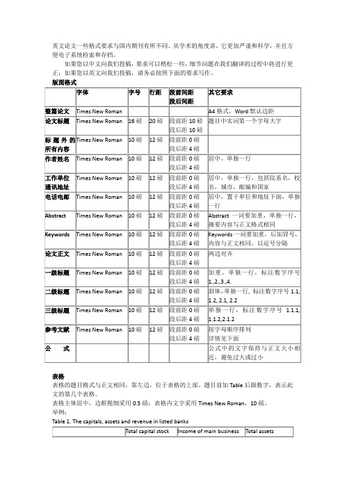 英文论文写作格式及要求