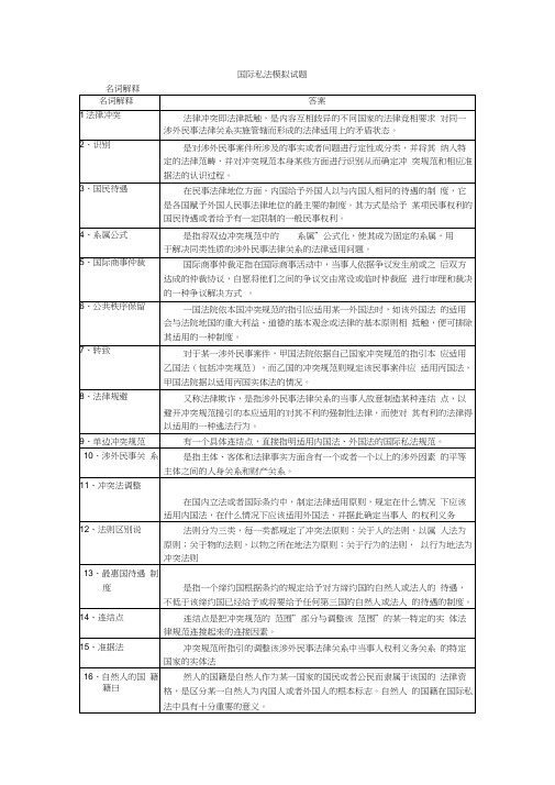 国际私法模拟试题