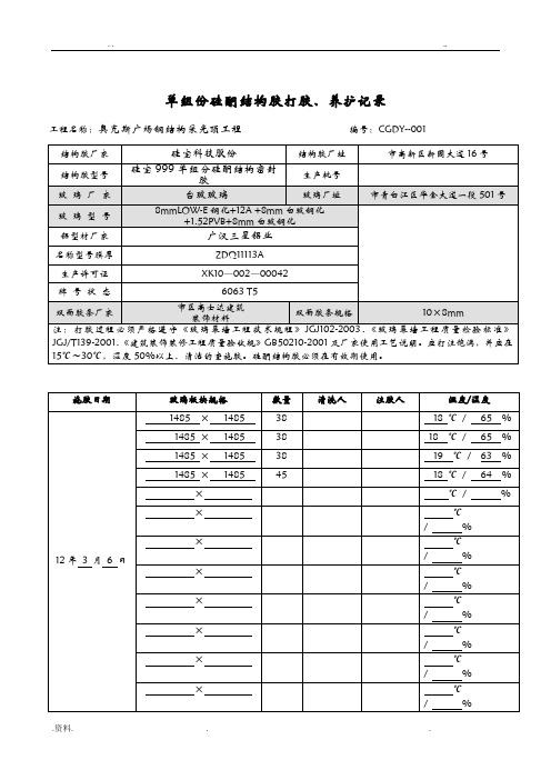 单组份硅酮结构胶打胶养护记录